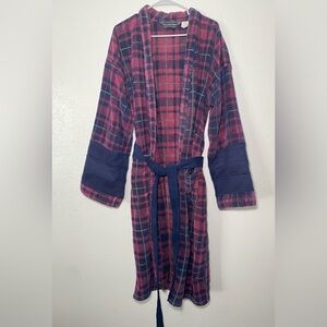 Vtg Preswick And Moore Robe Mens OS Heavy Terrycloth Plaid Turkish 100% Cotton